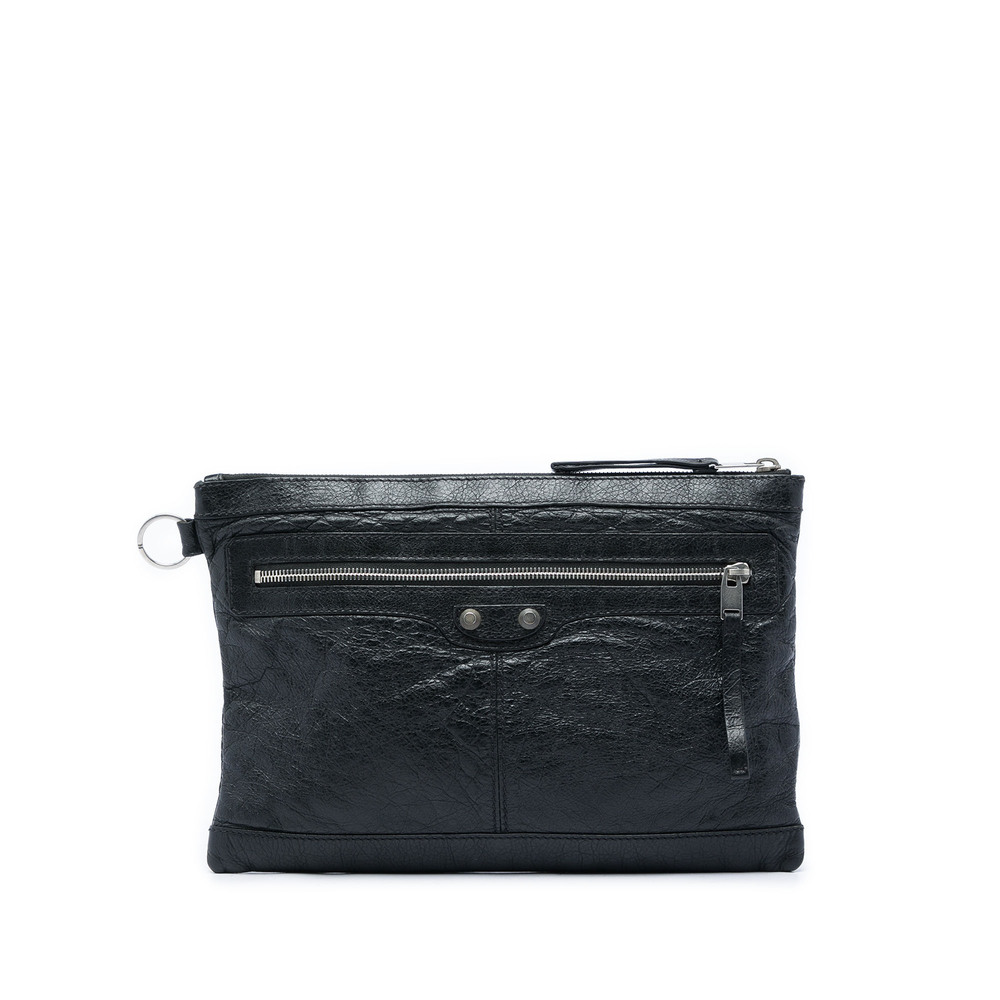 Pre-Loved Balenciaga Lambskin Motocross Classic Clip Clutch M